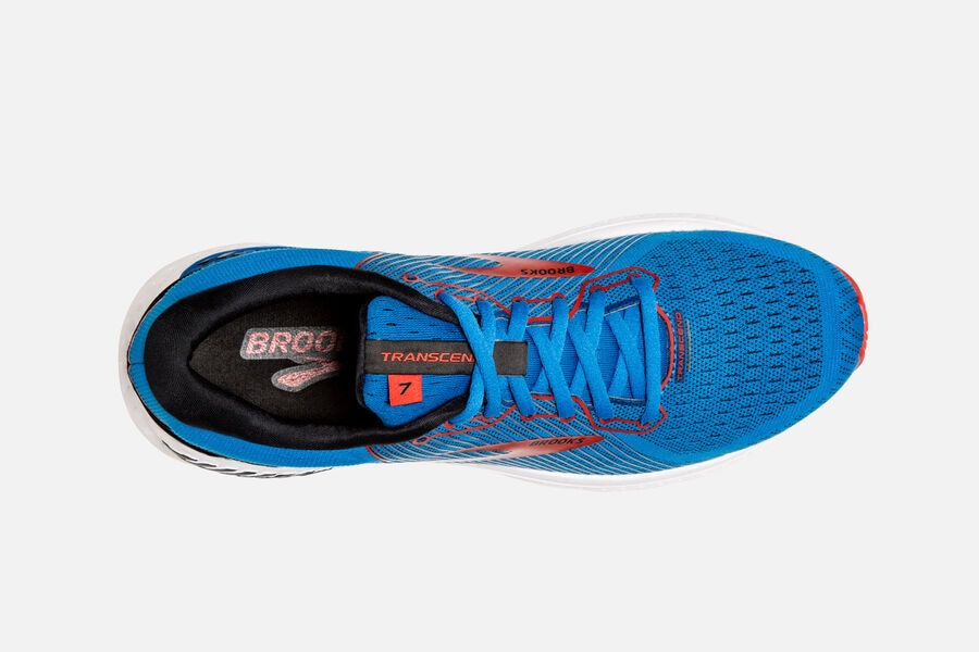 Brooks Running Shoes Mens Blue/Red - Transcend 7 Road - 9547-RNQBF